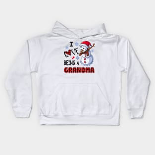 Chirstmas Snowman I Love Being A Grandma Kids Hoodie